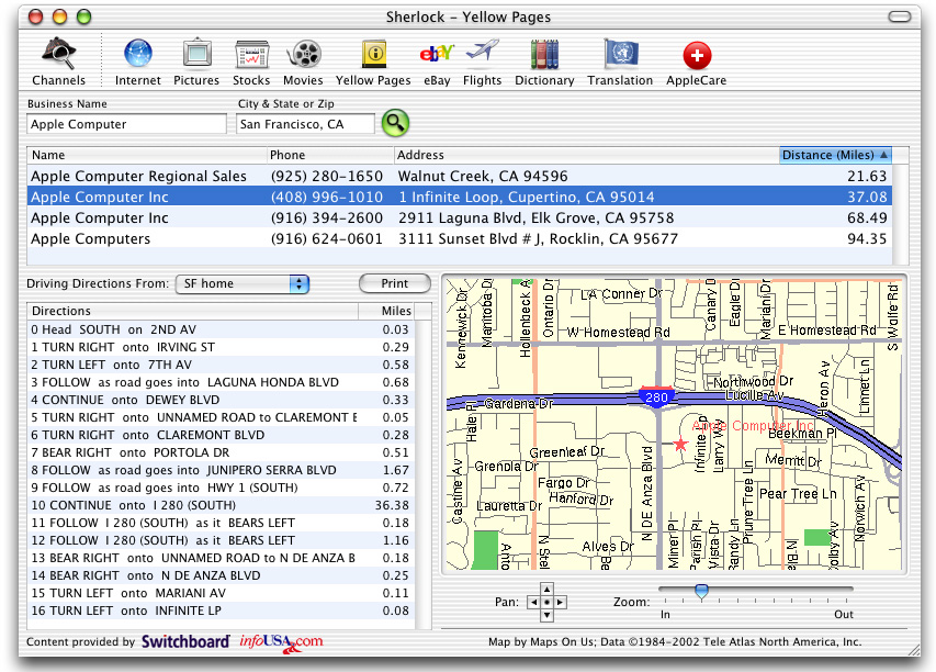 Sherlock Yellow Pages Search